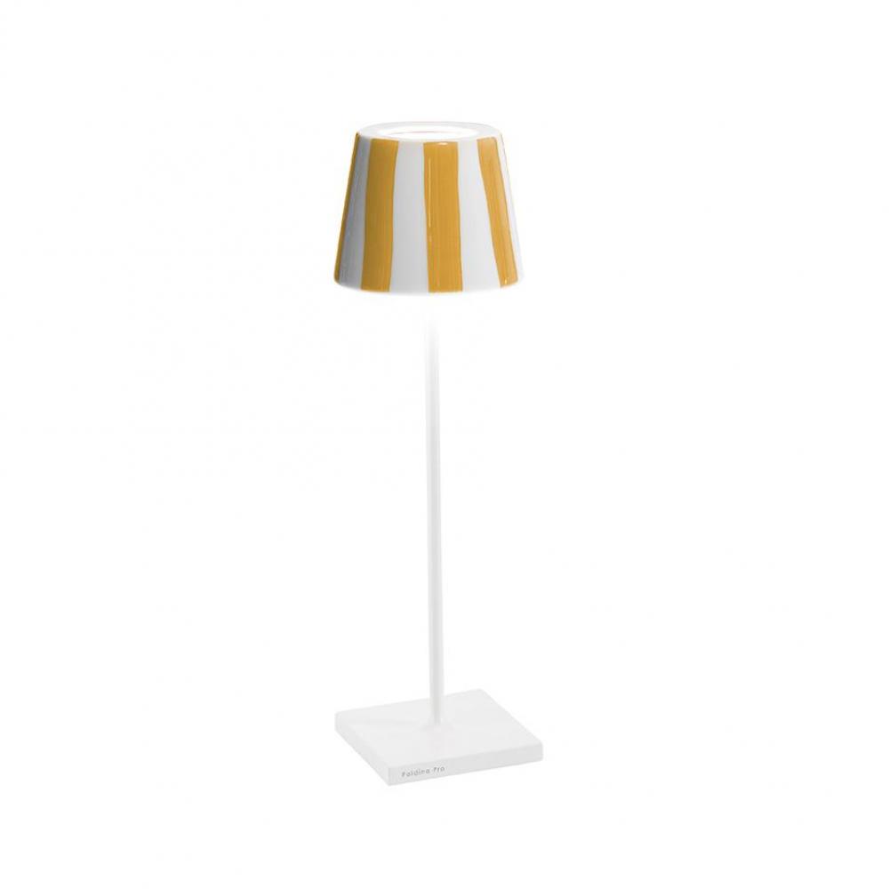 Poldina Lido Table Lamp - White  Yellow Stripes
