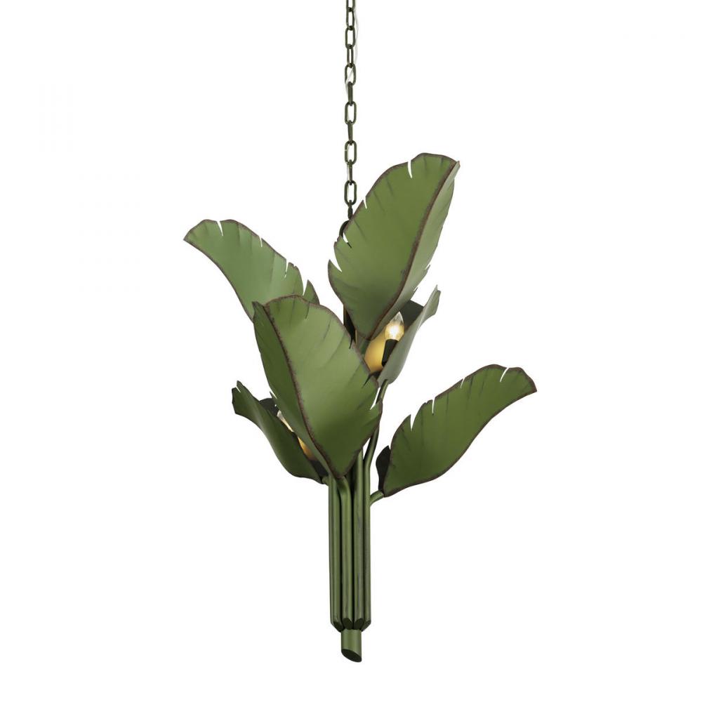 Banana Leaf 6-Lt Chandelier - Natural Green