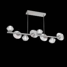 Hammerton PLB0089-T8-BS-C-001-L3 - Mesa 8pc Twisted Branch-Beige Silver-Clear Blown Glass-Threaded Rod Suspension-LED 3000K