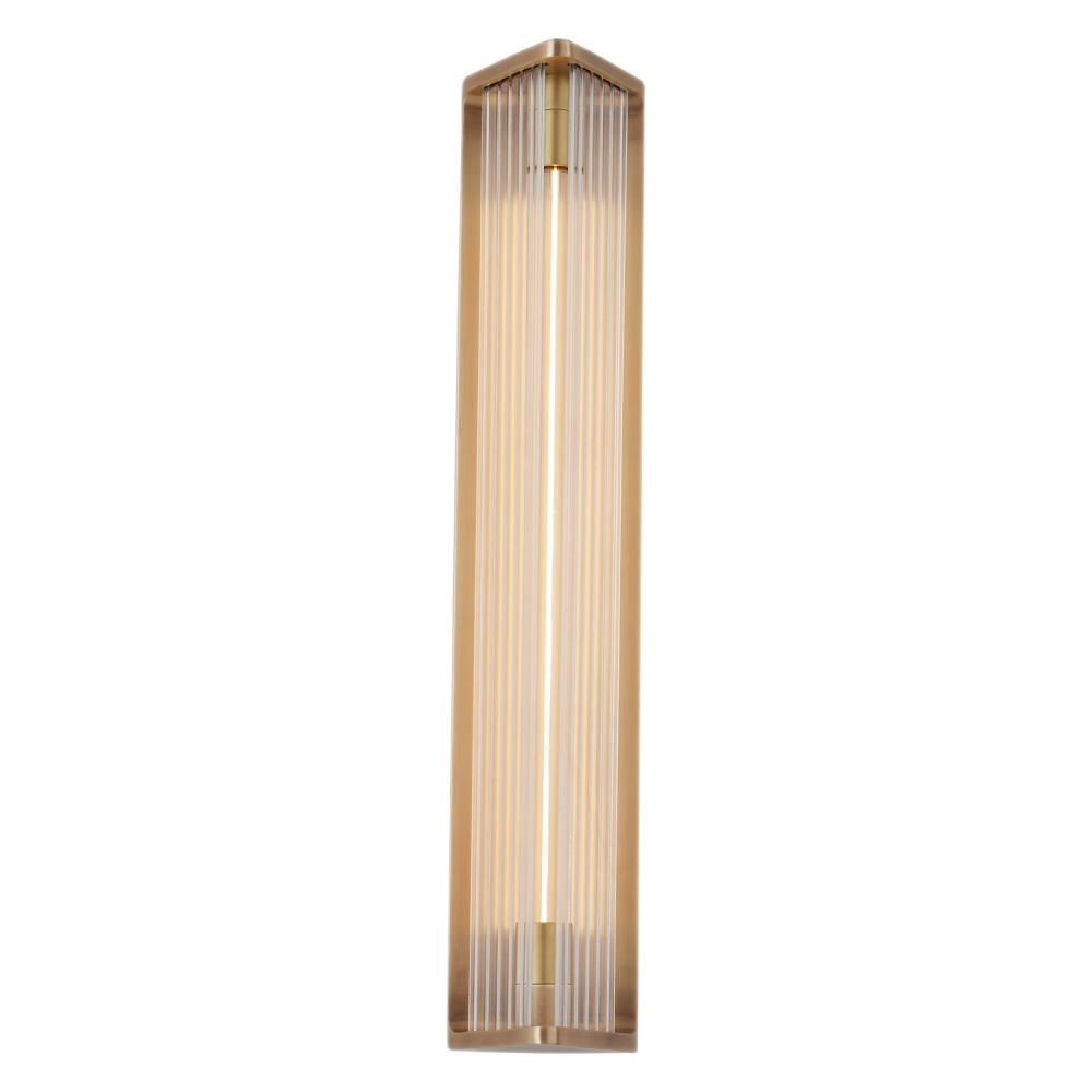 Sabre 23-in Ribbed Glass/Vintage Brass LED Wall/Vanity